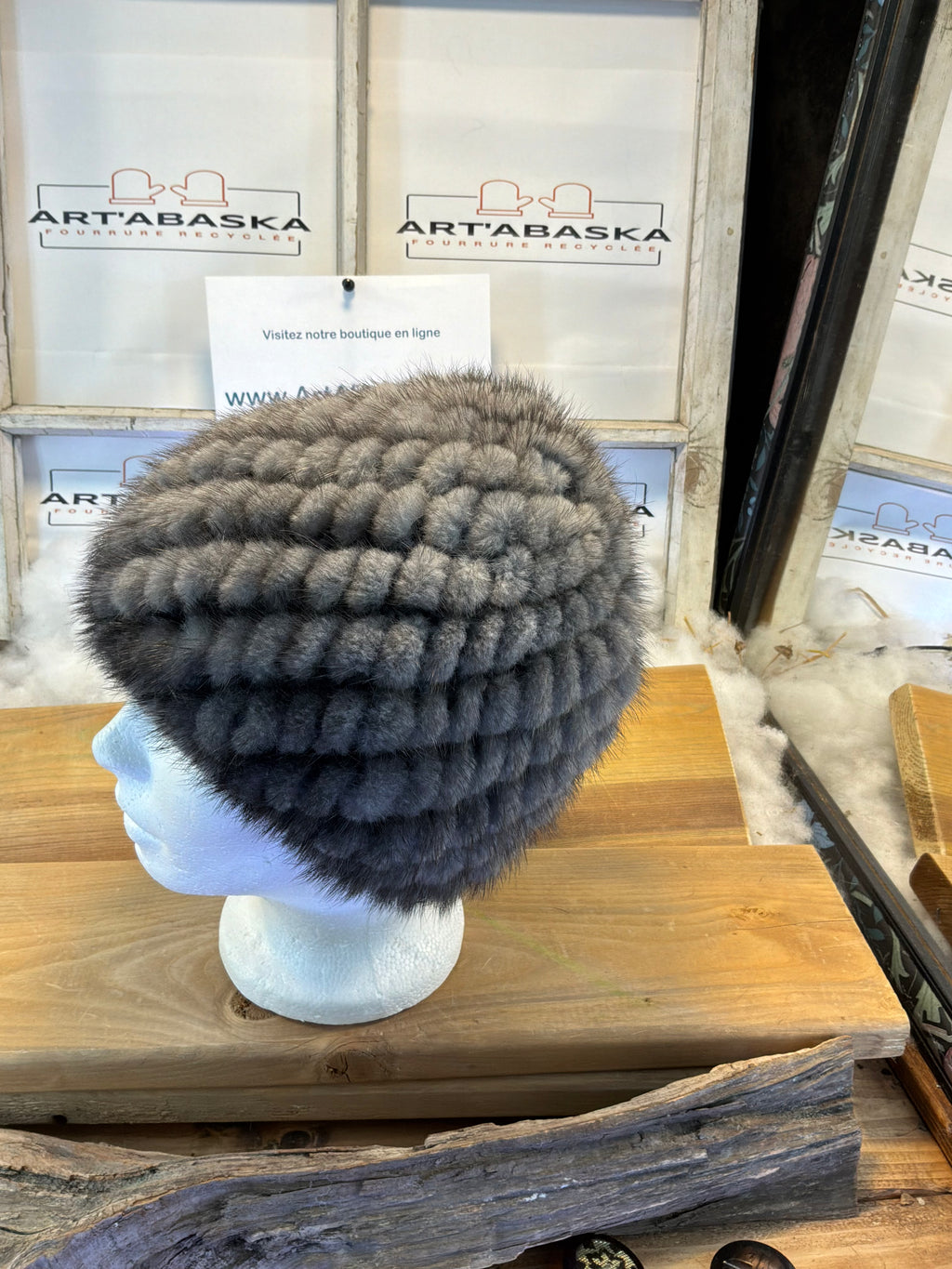 Tuque en fourrure de Vison recyclée