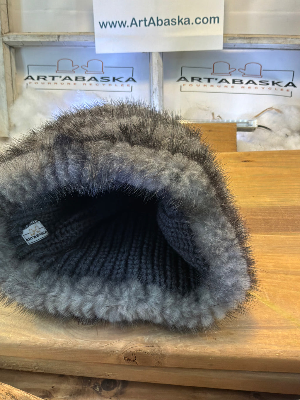 Tuque en fourrure de Vison recyclée
