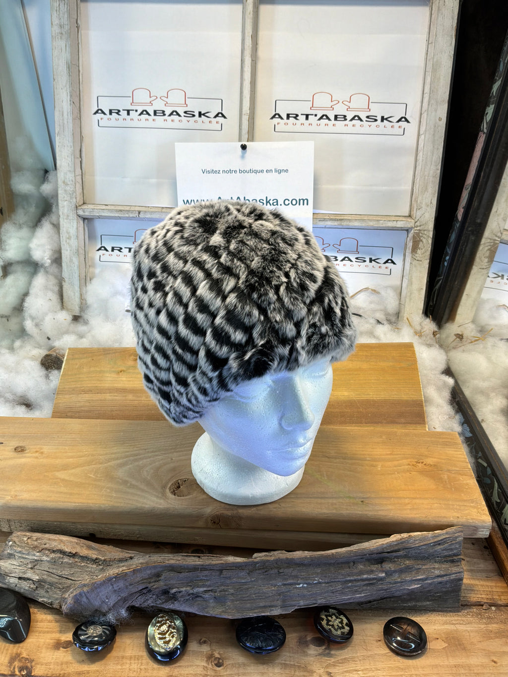 Tuque en fourrure recyclée vison