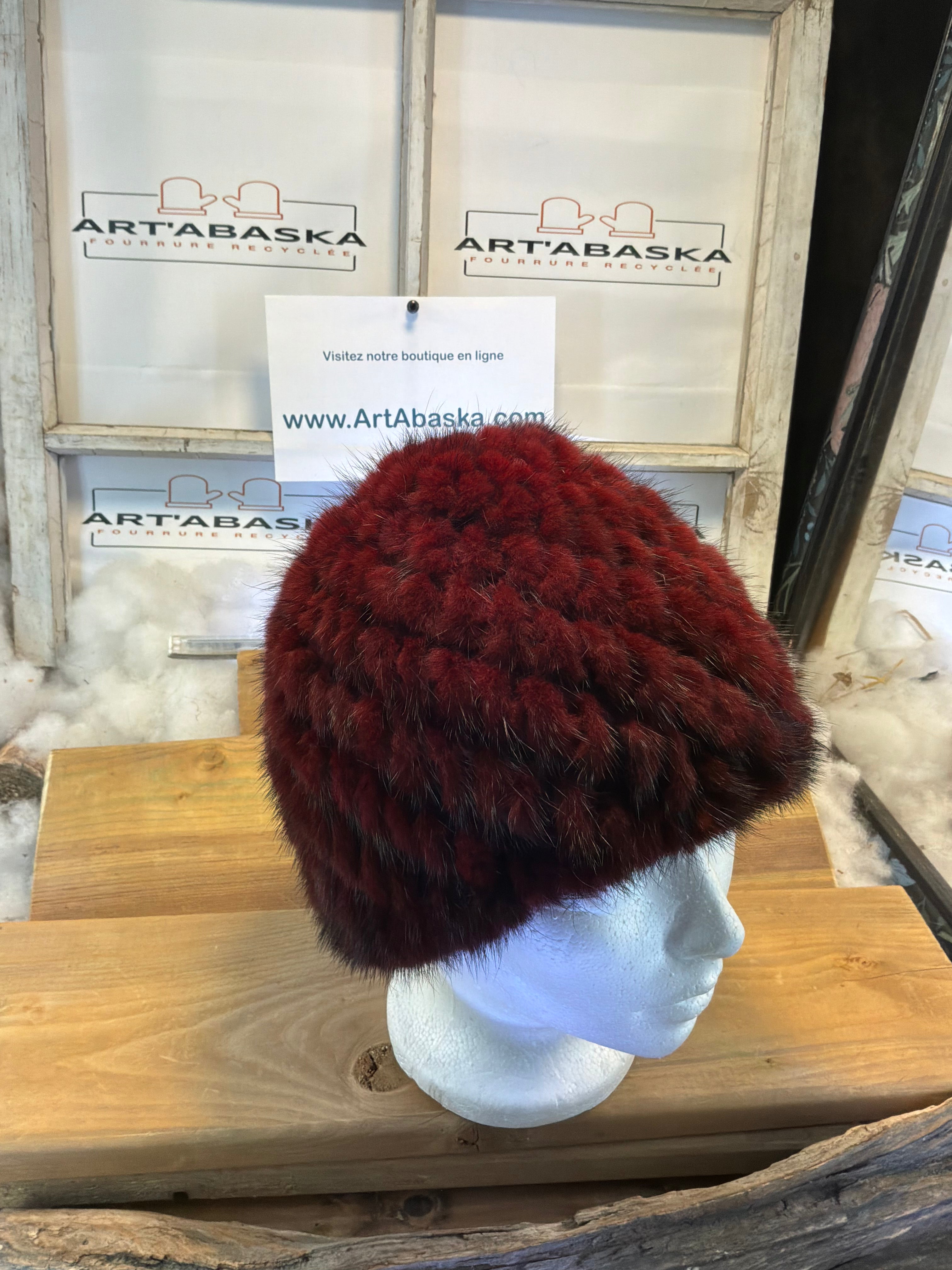 Tuque en fourrure recyclée vison