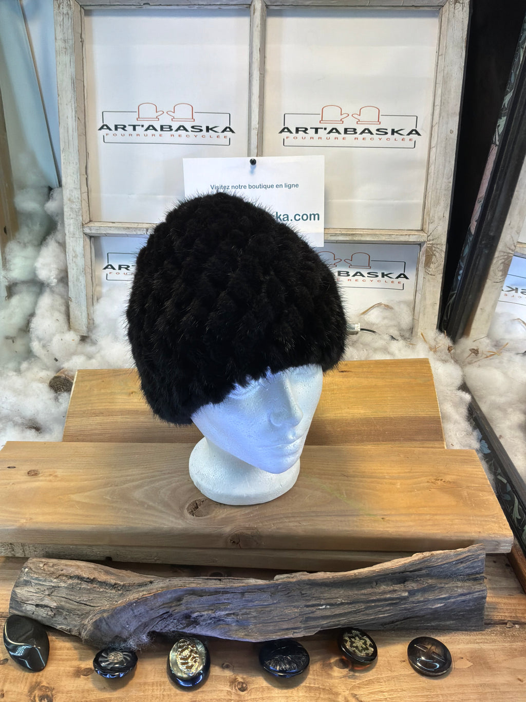 Tuque en fourrure recyclée vison