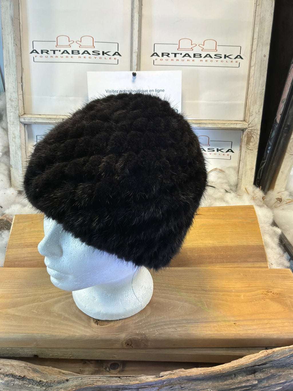 Tuque en fourrure recyclée vison
