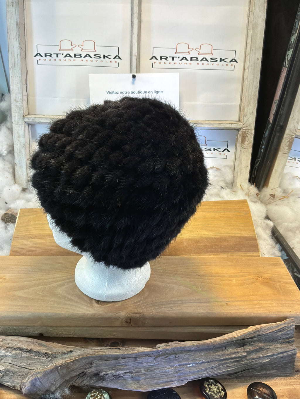Tuque en fourrure recyclée vison