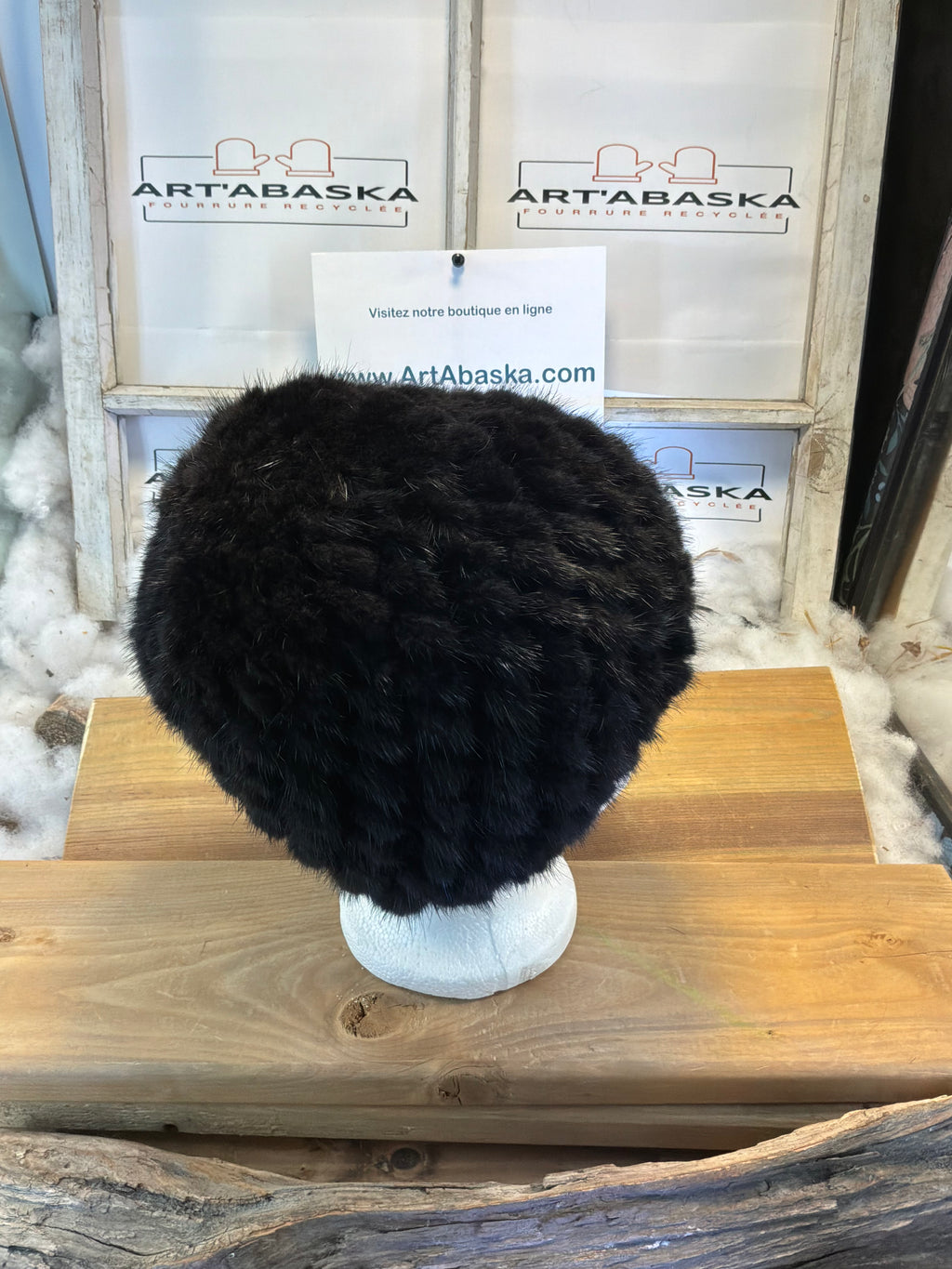 Tuque en fourrure recyclée vison