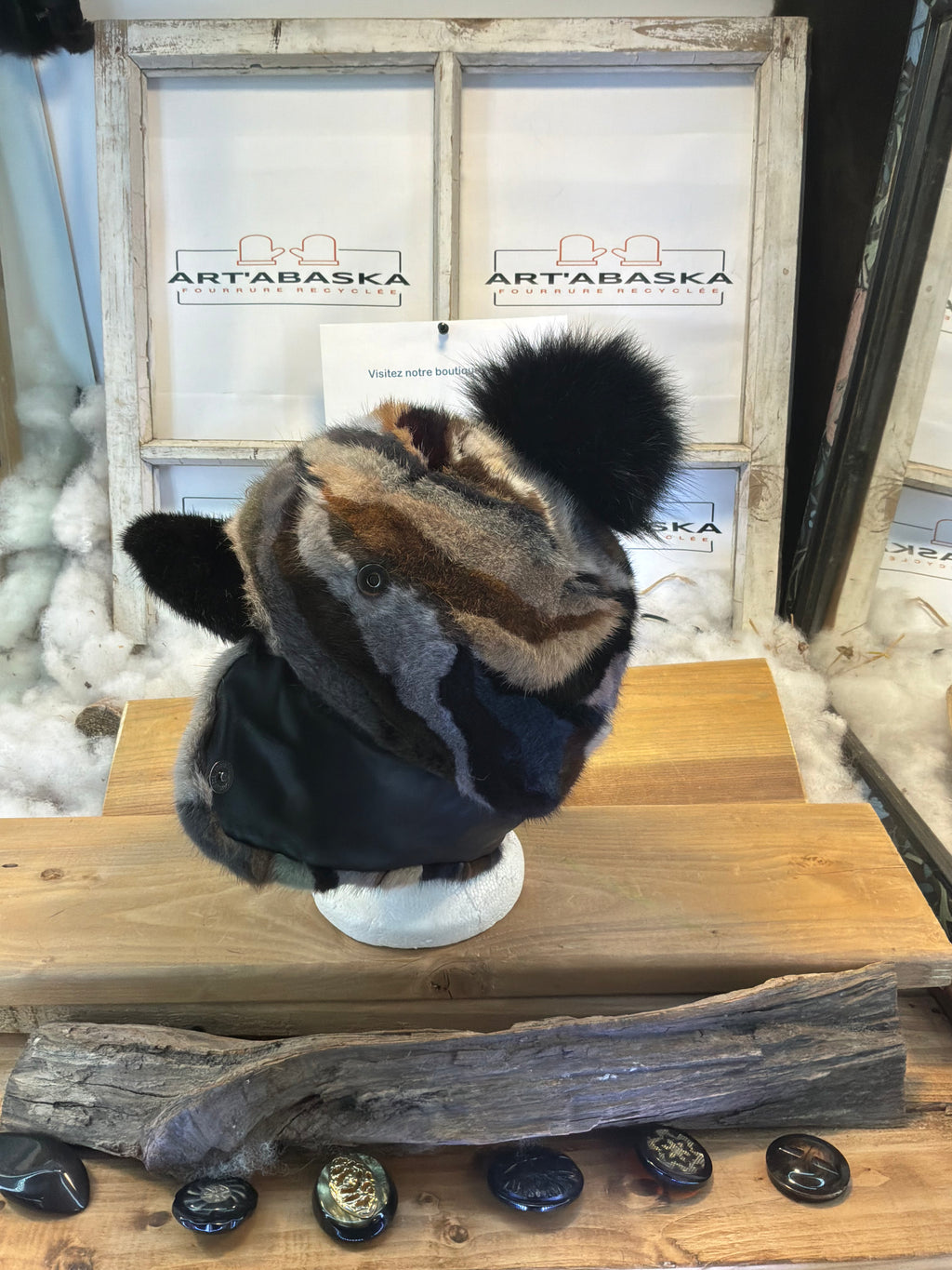 Casquette d’hiver en fourrure recyclée La Gilberte