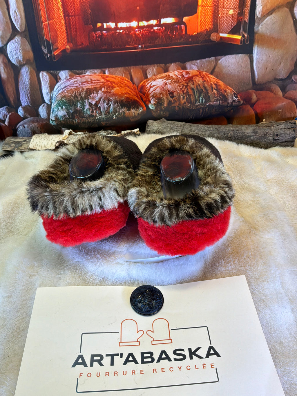 Slipper Les Marguerite pointure 12 Homme – Sherling italien & cuir recyclé, pièce unique faite à la main au Québec