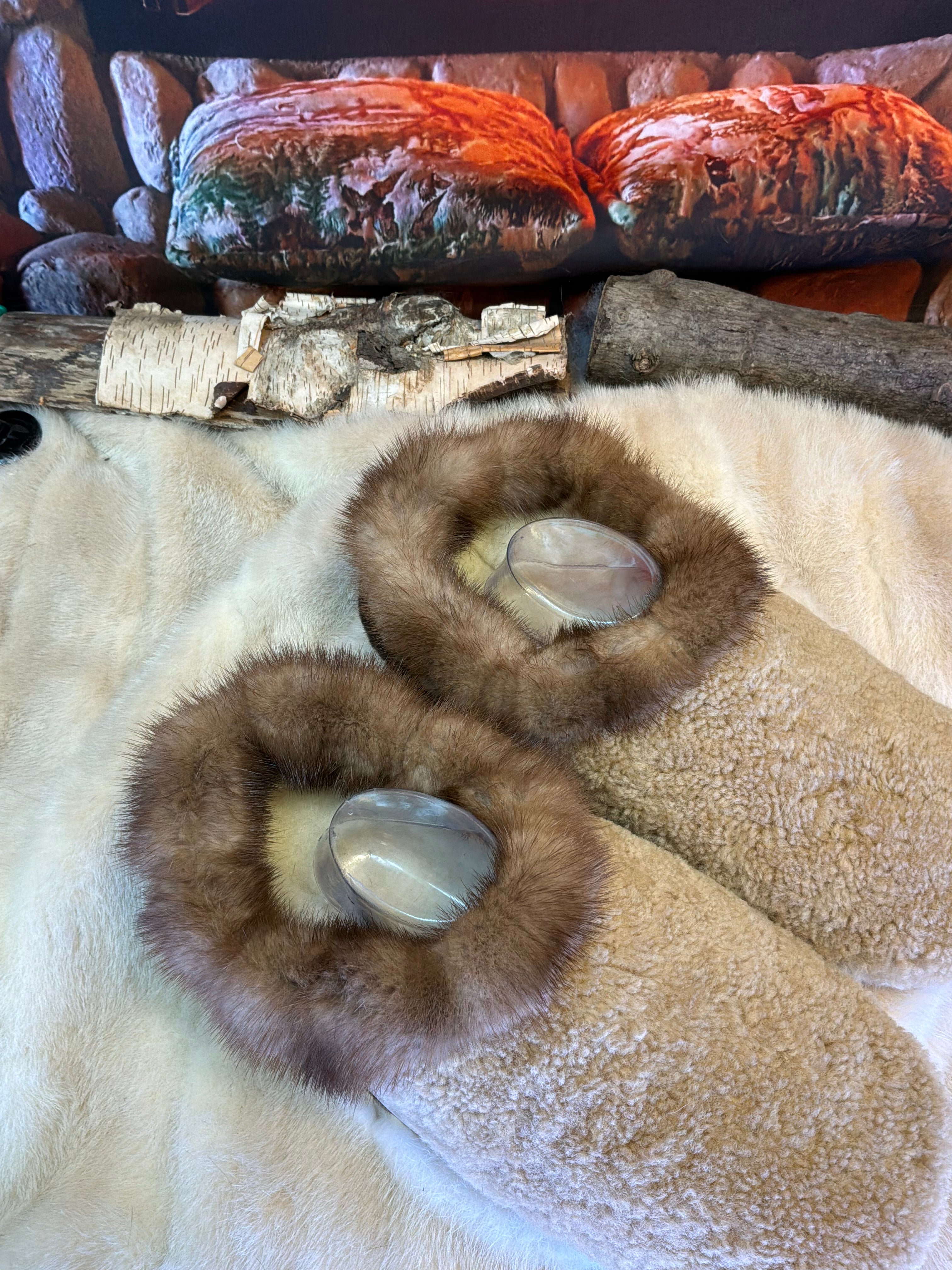 Slipper Les Céline pointure 12 Homme – Sherling italien & cuir recyclé, pièce unique faite à la main au Québec
