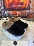 Slipper Les Yvonne pointure 11 Homme – Sherling italien & cuir recyclé, pièce unique faite à la main au Québec
