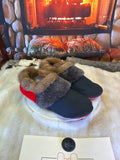 Slipper pointure 11 Homme – Sherling italien & cuir recyclé, pièce unique faite à la main au Québec