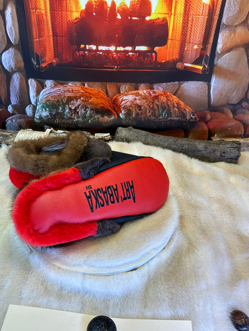 Slipper pointure 11 Homme – Sherling italien & cuir recyclé, pièce unique faite à la main au Québec