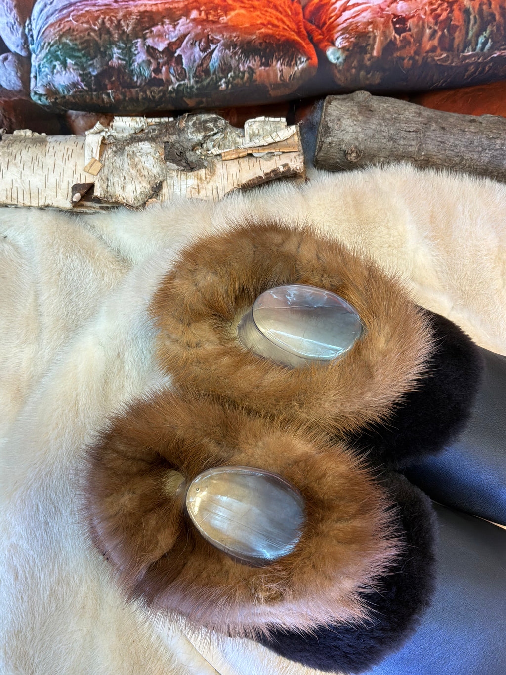 Slipper Les Rita pointure 11 Homme – Sherling italien & cuir recyclé, pièce unique faite à la main au Québec