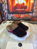 Slipper Les Gabrielle pointure 9 femme – Sherling italien & cuir recyclé, pièce unique faite à la main au Québec