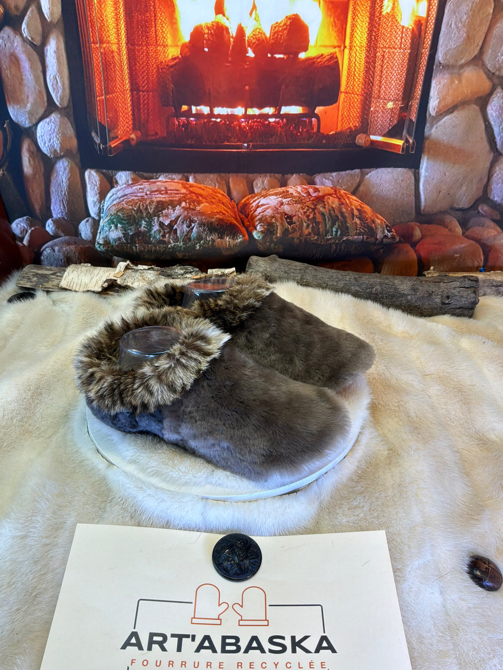 Slipper Les Claire pointure 9 femme – Sherling italien & cuir recyclé, pièce unique faite à la main au Québec