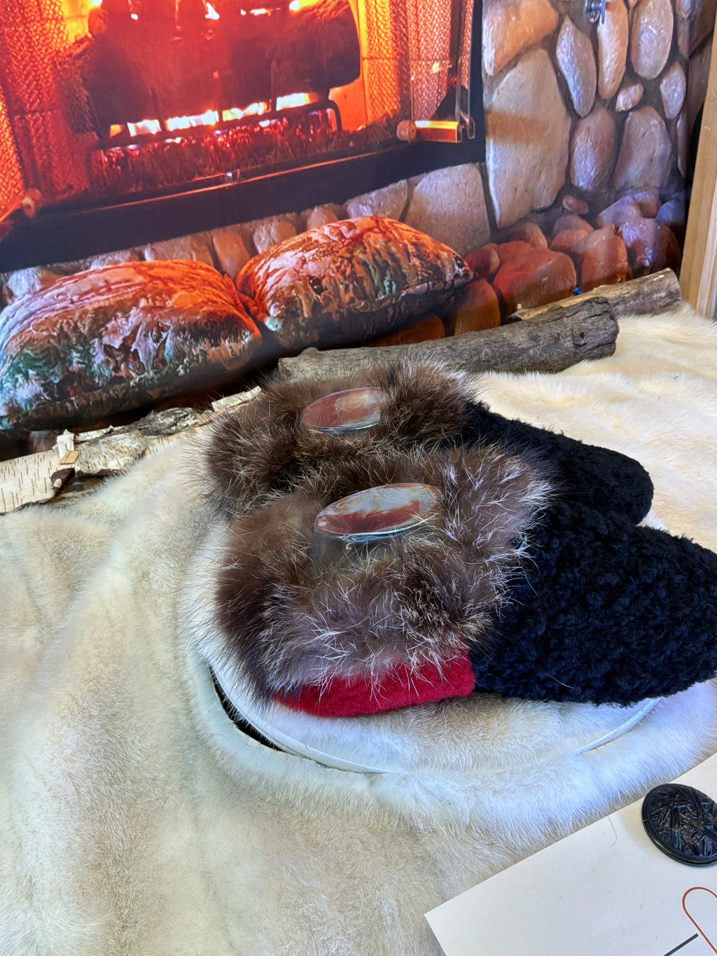 Slipper Les Madeleine pointure 9 femme – Sherling italien & cuir recyclé, pièce unique faite à la main au Québec