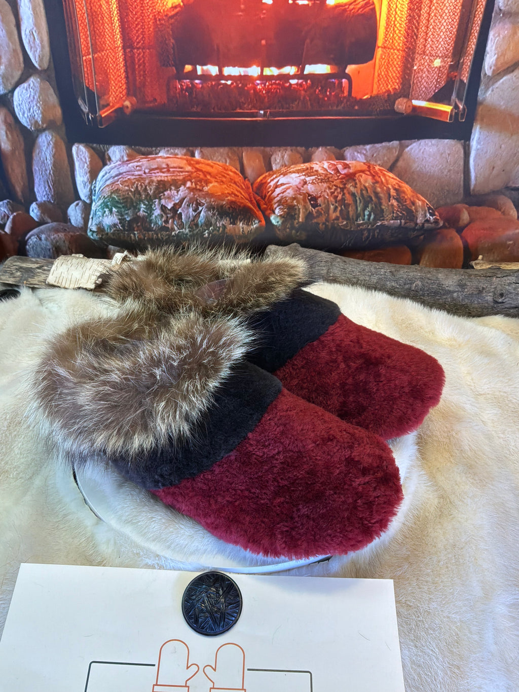 Slipper Les Jacqueline pointure 11 Homme – Sherling italien & cuir recyclé, pièce unique faite à la main au Québec