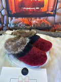 Slipper Les Jacqueline pointure 11 Homme – Sherling italien & cuir recyclé, pièce unique faite à la main au Québec