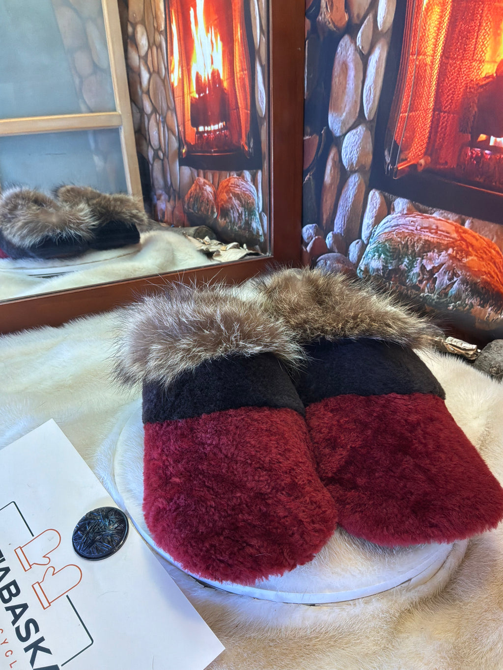 Slipper Les Jacqueline pointure 11 Homme – Sherling italien & cuir recyclé, pièce unique faite à la main au Québec