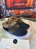 Slipper Les Émilienne pointure 11 Homme – Sherling italien & cuir recyclé, pièce unique faite à la main au Québec