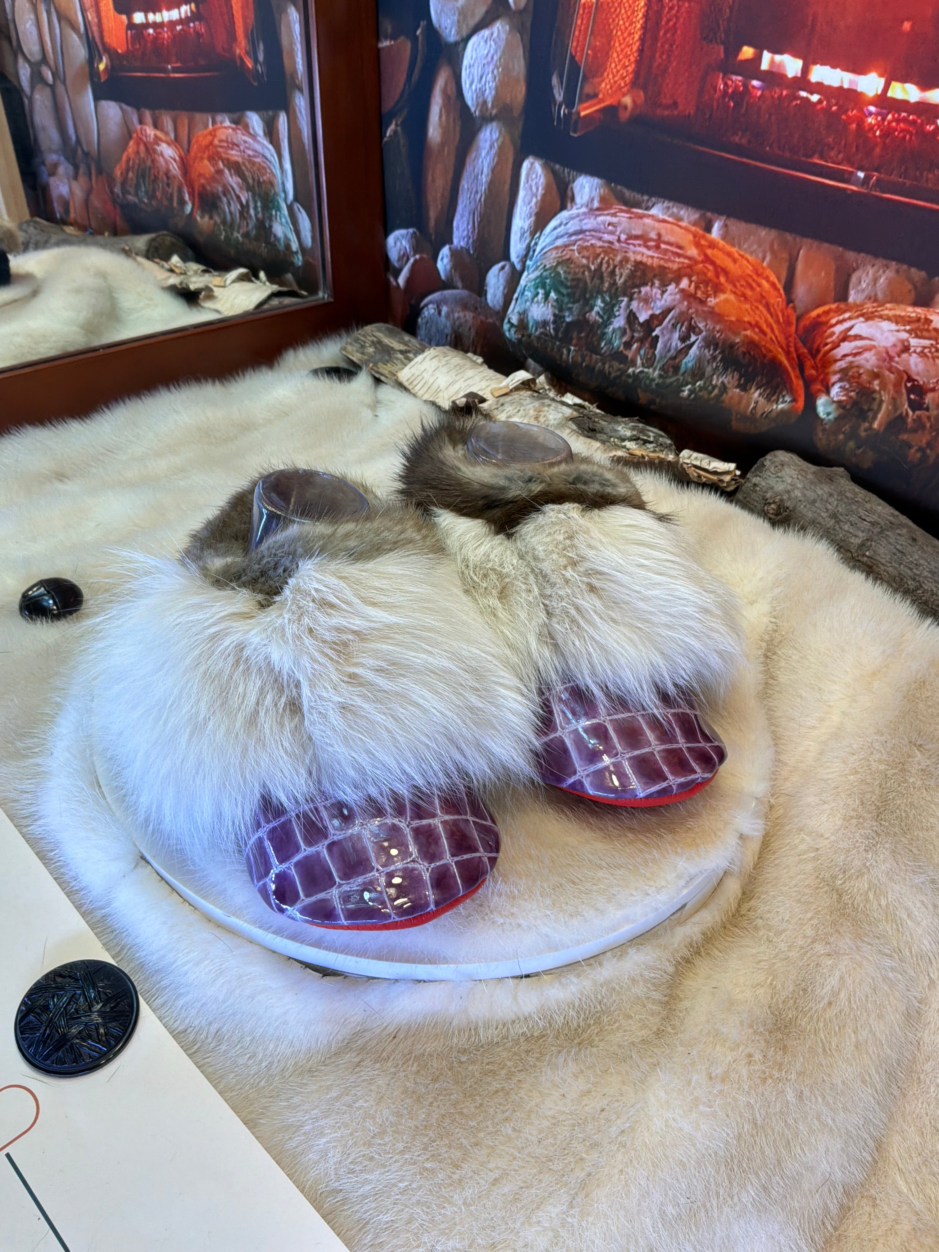 Slipper Les Lise Edition spéciale Cuir croco pointure 7 femme – Sherling italien & cuir recyclé, pièce unique faite à la main au Québec