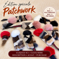 Jouets pour chat en fourrure recyclée ÉDITION SPÉCIALE PATCHWORK avec Pompon suspendu