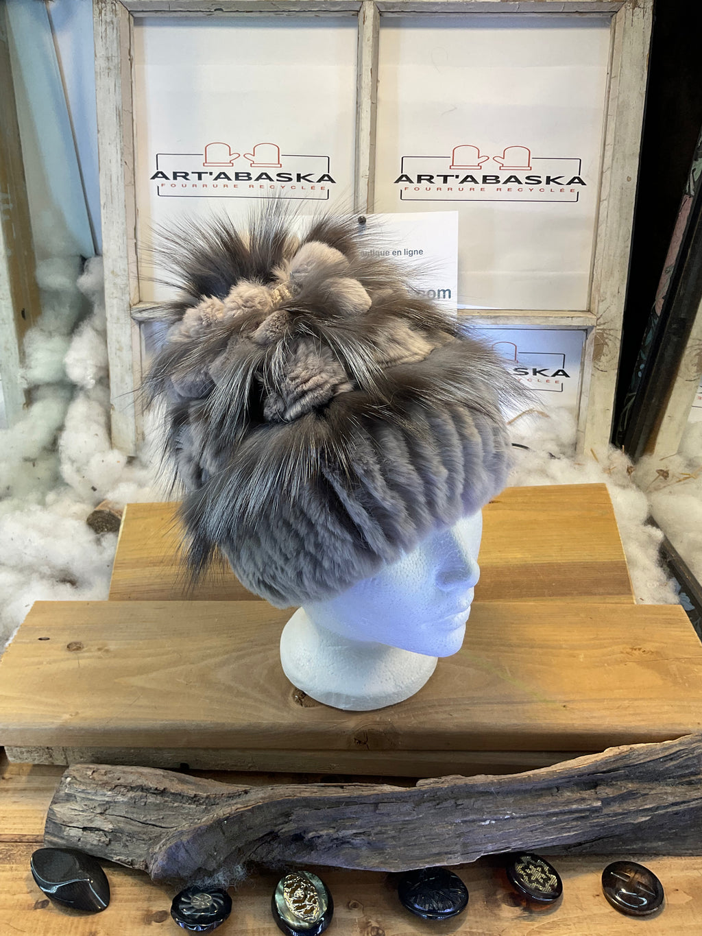 Tuque en fourrure recyclée