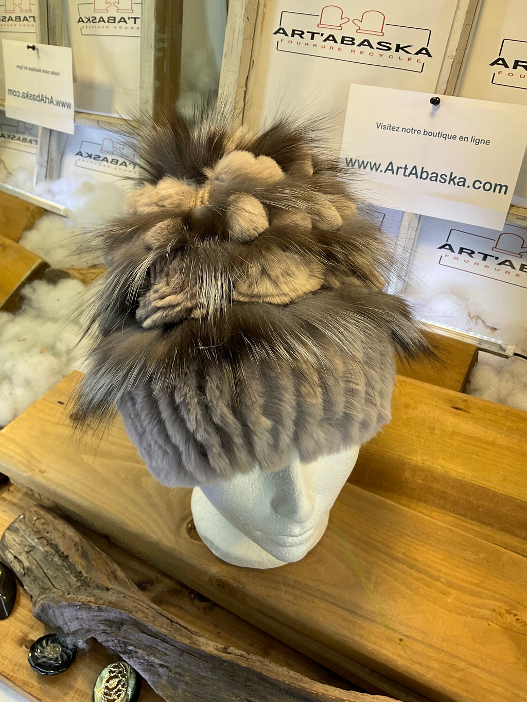 Tuque en fourrure recyclée
