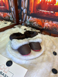 Slipper Dorilda pointure 6 femme – Sherling italien & cuir recyclé, pièce unique faite à la main au Québec