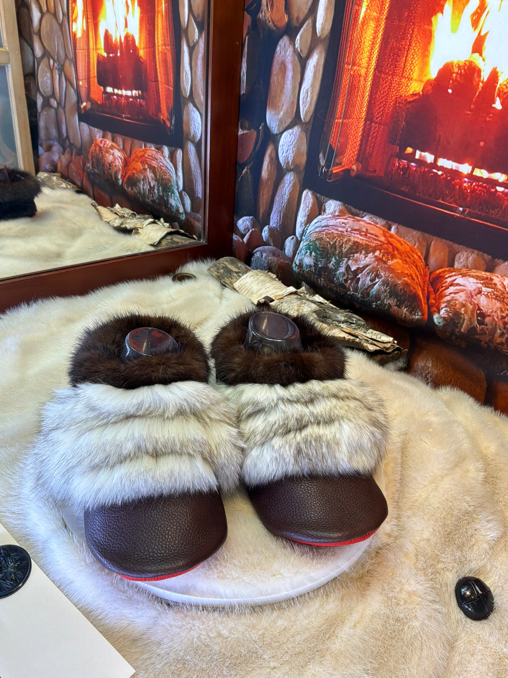 Slipper Solange pointure 10 femme – Sherling italien & cuir recyclé, pièce unique faite à la main au Québec