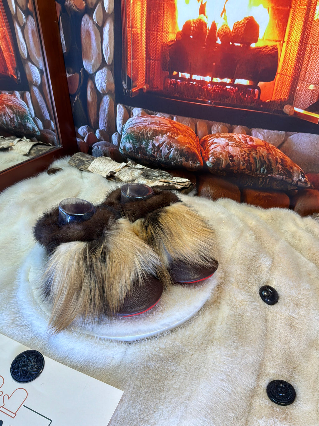 Slipper Diane pointure 7 femme – Sherling italien & cuir recyclé, pièce unique faite à la main au Québec