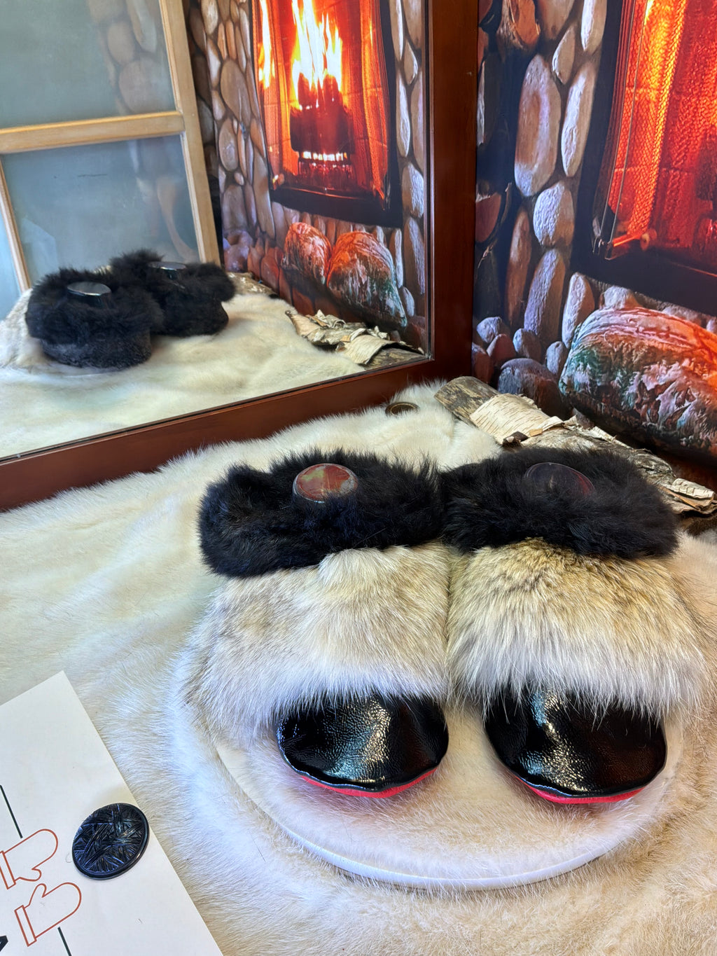 Slipper Marthe pointure 9 femme – Sherling italien & cuir recyclé, pièce unique faite à la main au Québec