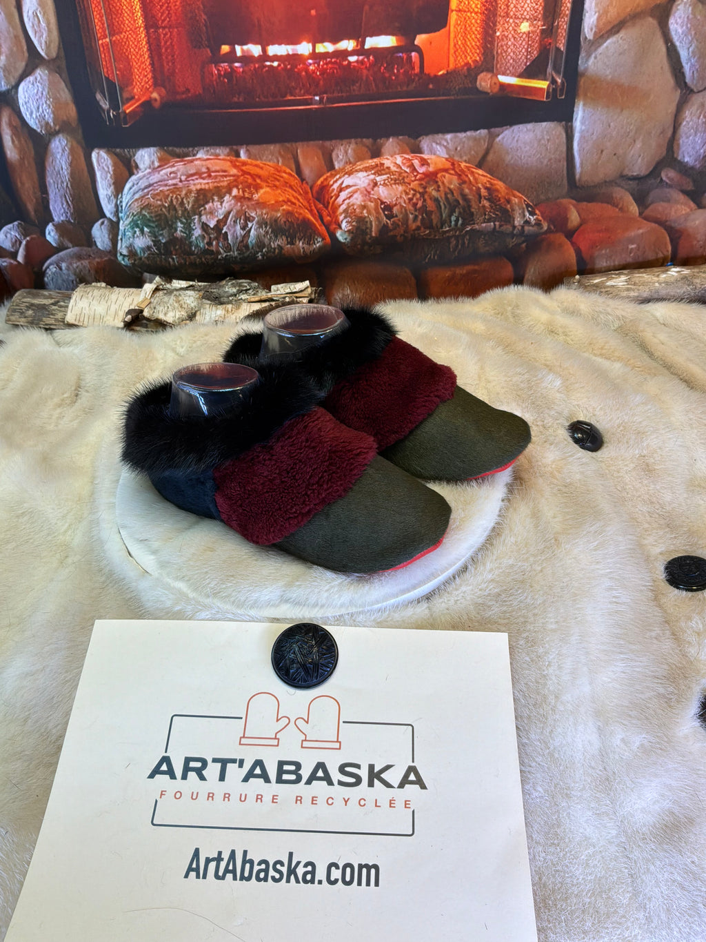 Slipper Fernande pointure 7 femme – Sherling italien & cuir recyclé, pièce unique faite à la main au Québec