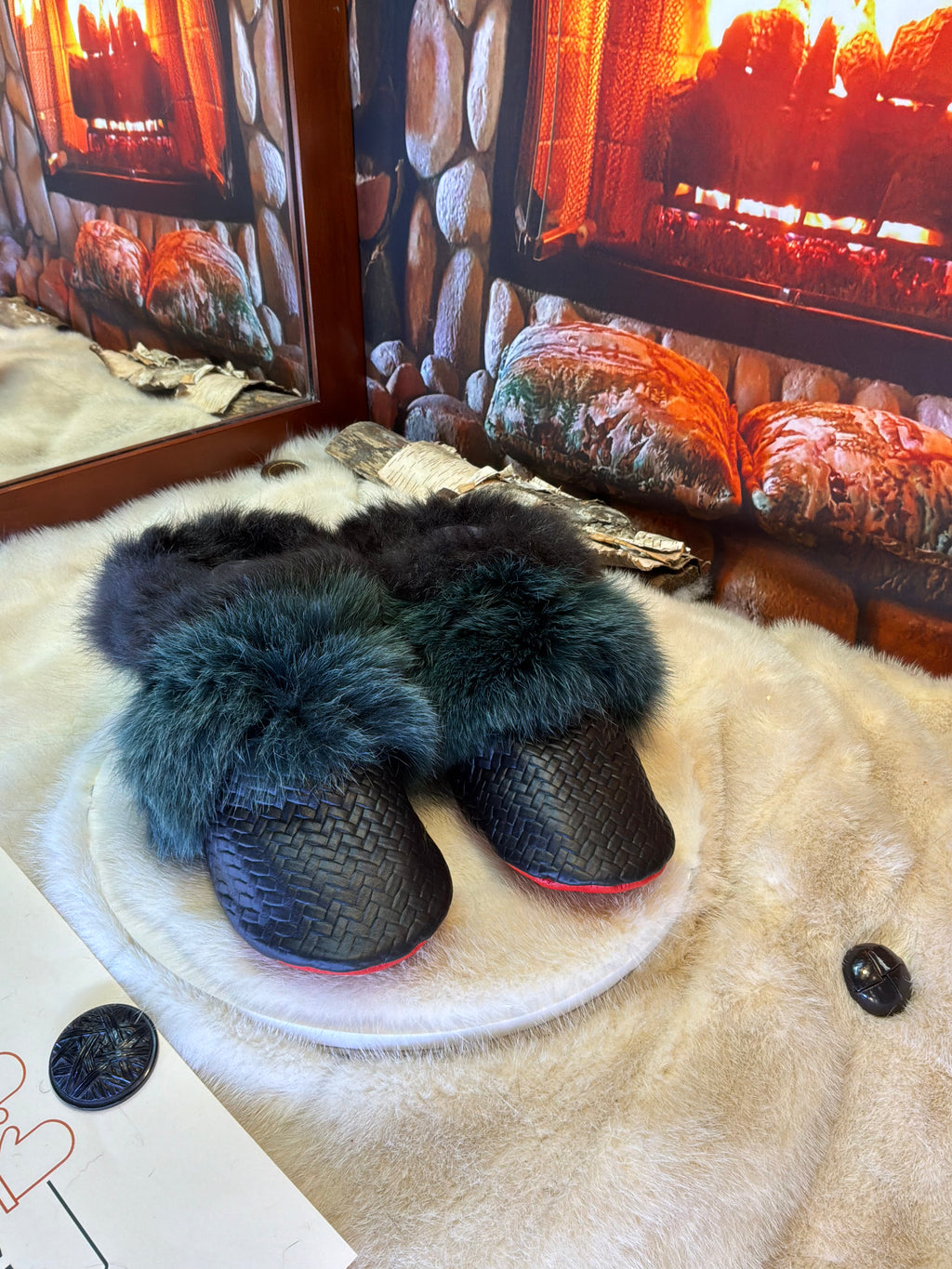 Slipper Mariette pointure 8 femme – Sherling italien & cuir recyclé, pièce unique faite à la main au Québec
