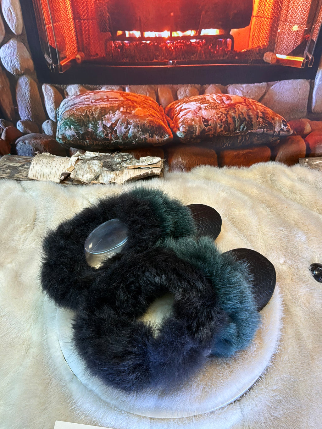 Slipper Mariette pointure 8 femme – Sherling italien & cuir recyclé, pièce unique faite à la main au Québec