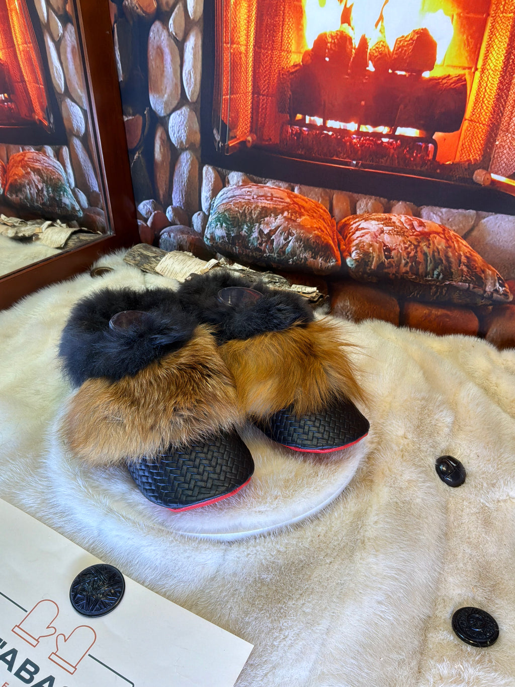 Slipper Yvonne pointure 10 femme – Sherling italien & cuir recyclé, pièce unique faite à la main au Québec
