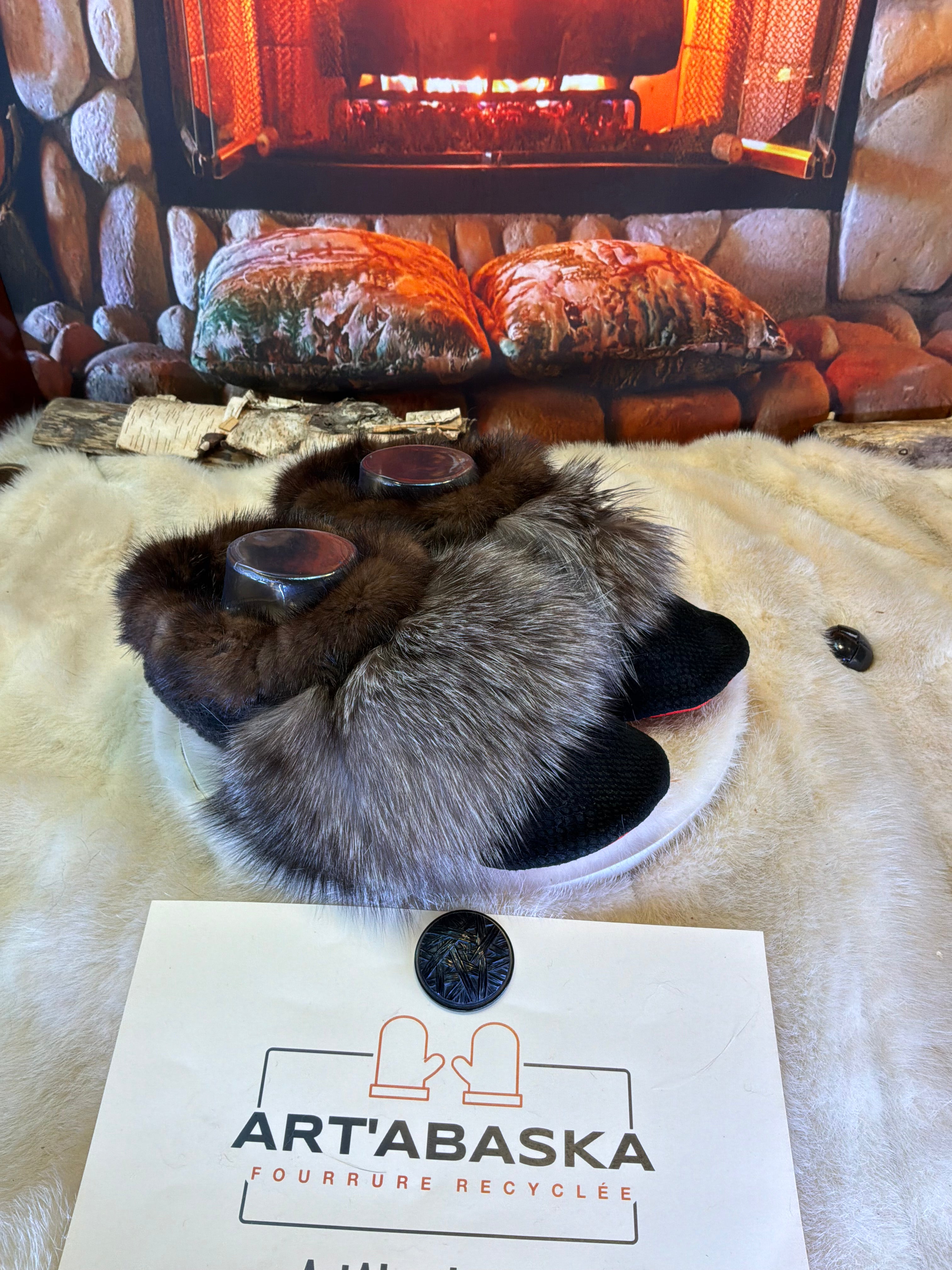 Slipper Irène pointure 10 femme – Sherling italien & cuir recyclé, pièce unique faite à la main au Québec
