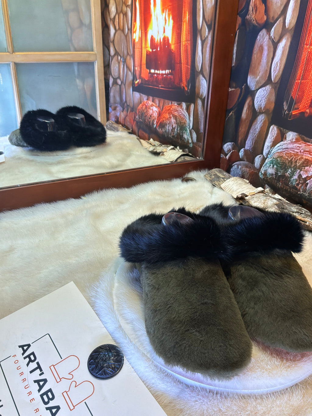 Slipper Simone pointure 7 femme – Sherling italien & cuir recyclé, pièce unique faite à la main au Québec