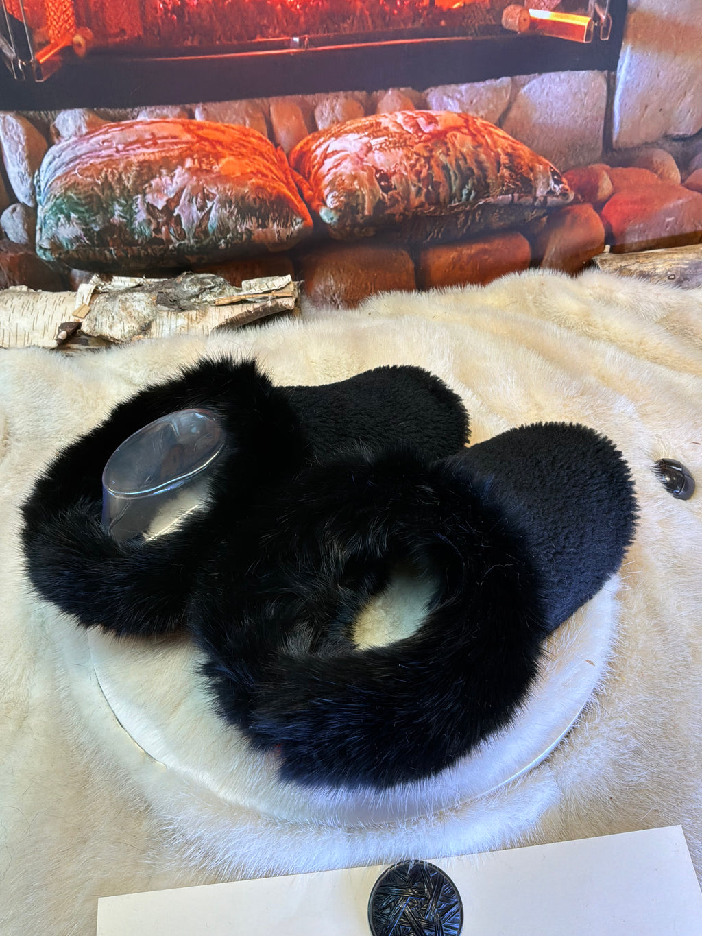 Slipper Cécile pointure 8 femme – Sherling italien & cuir recyclé, pièce unique faite à la main au Québec