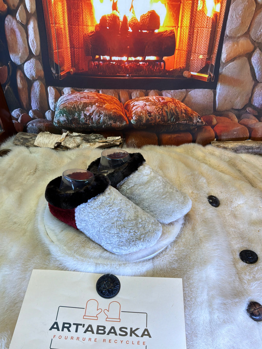 Slipper Irma pointure 7 femme – Sherling italien & cuir recyclé, pièce unique faite à la main au Québec