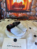 Slipper Irma pointure 7 femme – Sherling italien & cuir recyclé, pièce unique faite à la main au Québec
