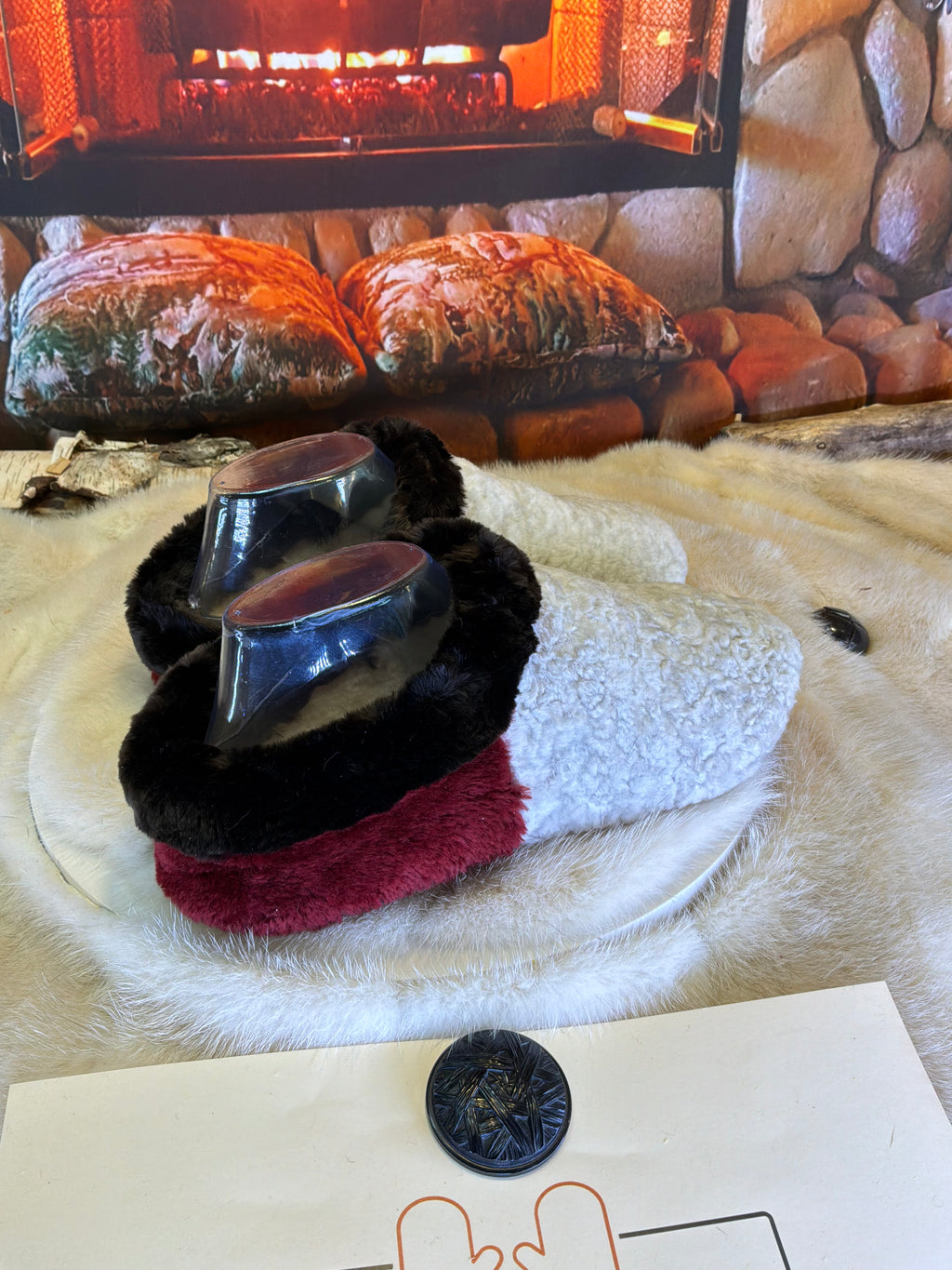 Slipper Irma pointure 7 femme – Sherling italien & cuir recyclé, pièce unique faite à la main au Québec