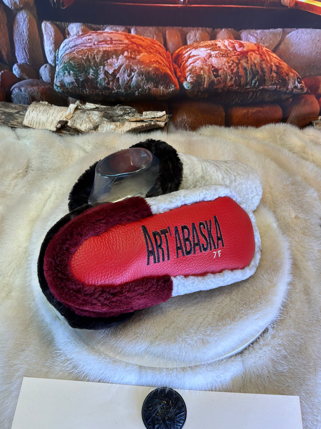 Slipper Irma pointure 7 femme – Sherling italien & cuir recyclé, pièce unique faite à la main au Québec