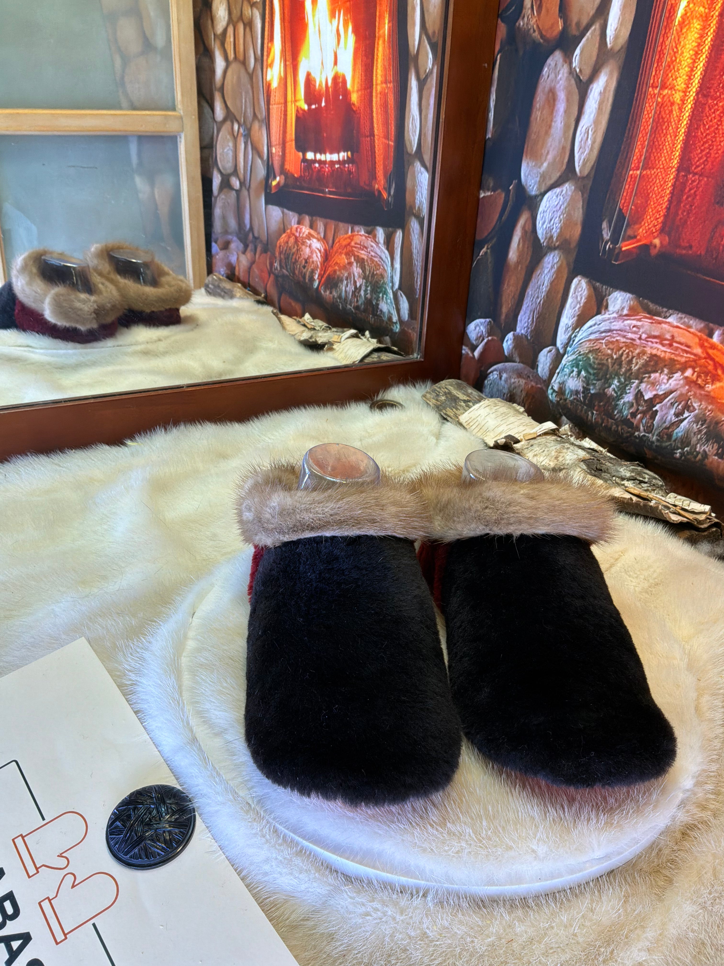 Slipper Rita pointure 7 femme – Sherling italien & cuir recyclé, pièce unique faite à la main au Québec