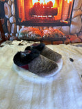 Slipper Pierrette pointure 7 femme – Sherling italien & cuir recyclé, pièce unique faite à la main au Québec