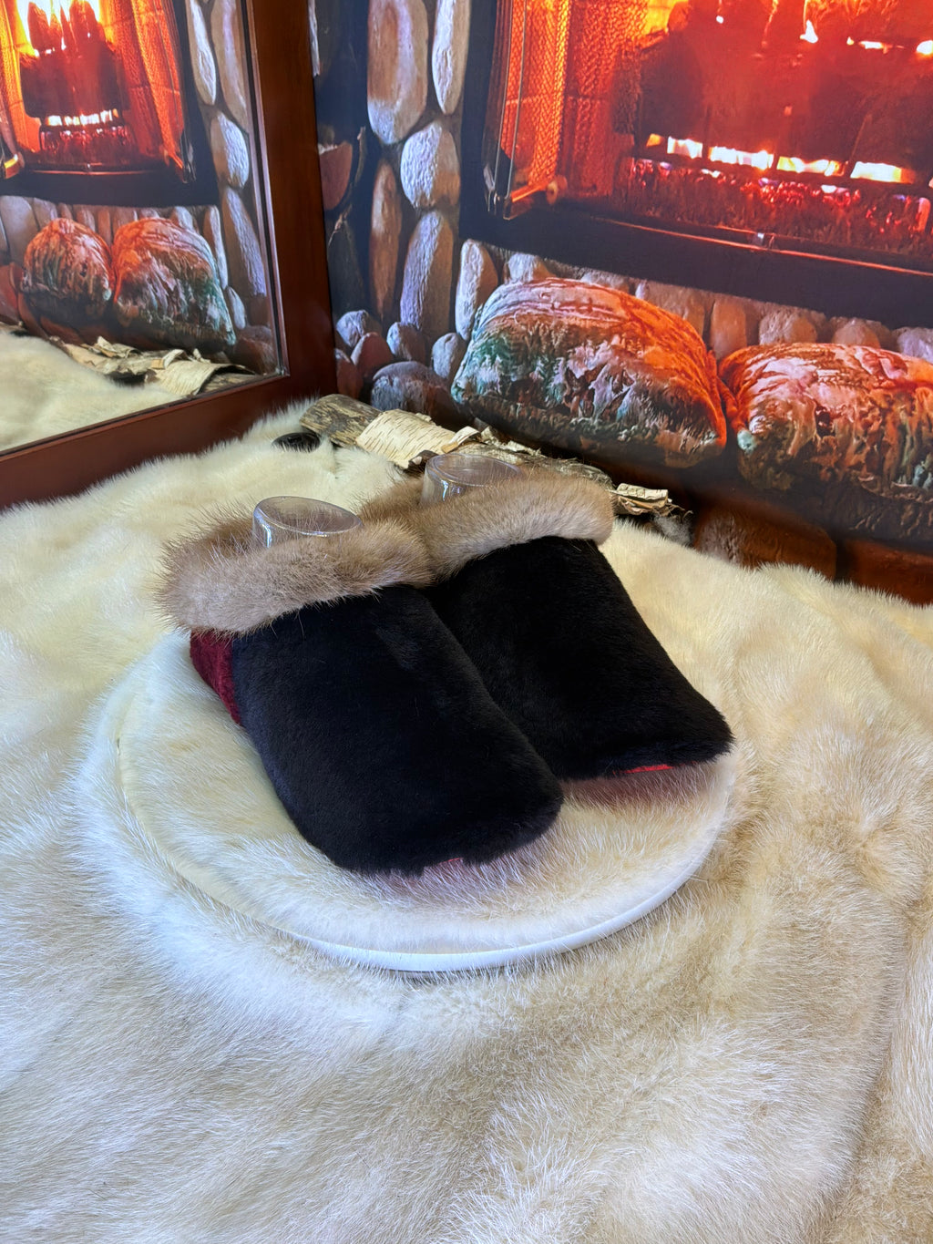 Slipper Adèle pointure 7 femme – Sherling italien & cuir recyclé, pièce unique faite à la main au Québec
