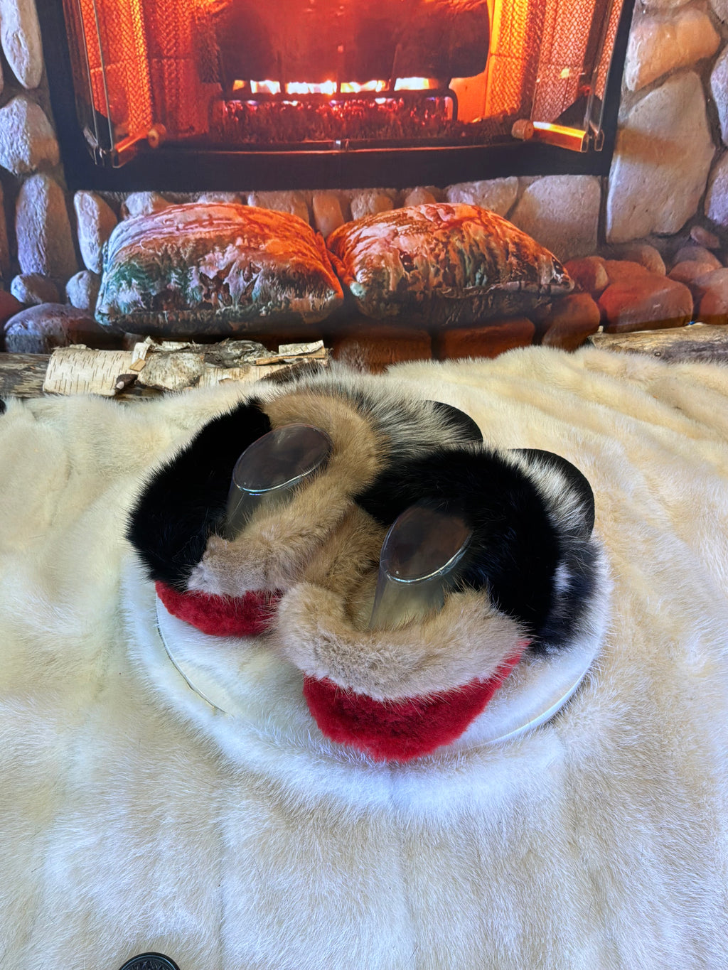 Slipper Ginette pointure 10 femme – Sherling italien & cuir recyclé, pièce unique faite à la main au Québec