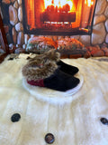 Slipper Blanche pointure 8 femme – Sherling italien & cuir recyclé, pièce unique faite à la main au Québec
