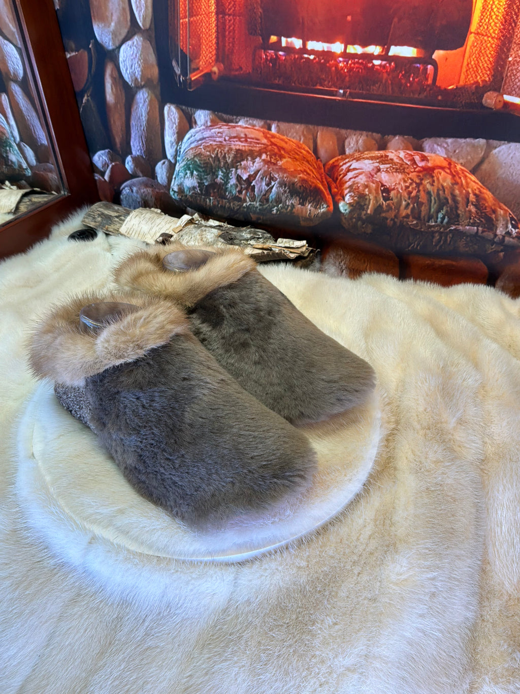 Slipper Claude pointure 8 femme – Sherling italien & cuir recyclé, pièce unique faite à la main au Québec