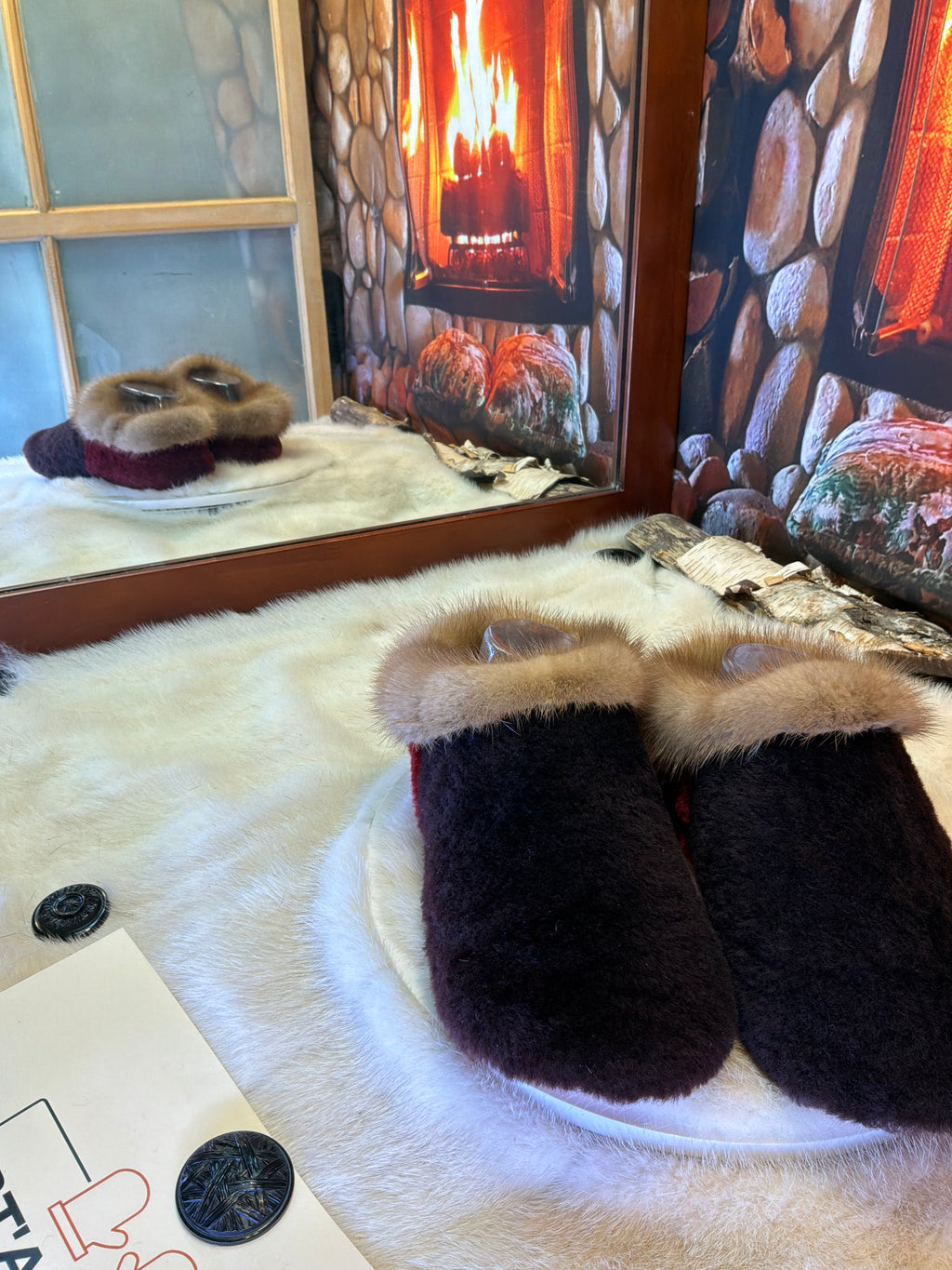 Slipper Gisèle pointure 8 femme – Sherling italien & cuir recyclé, pièce unique faite à la main au Québec