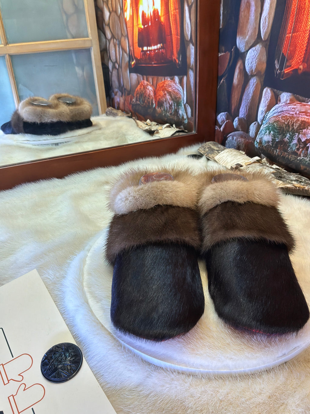 Slipper Jocelyne pointure 8 femme – Sherling italien & cuir recyclé, pièce unique faite à la main au Québec