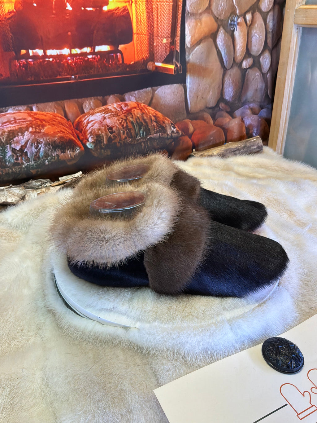 Slipper Jocelyne pointure 8 femme – Sherling italien & cuir recyclé, pièce unique faite à la main au Québec